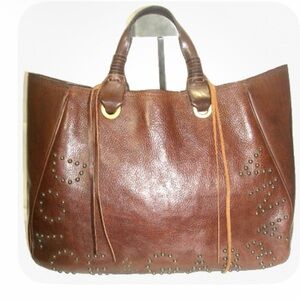 Dolce & Gabbana Brown Leather Studded Tote Bag